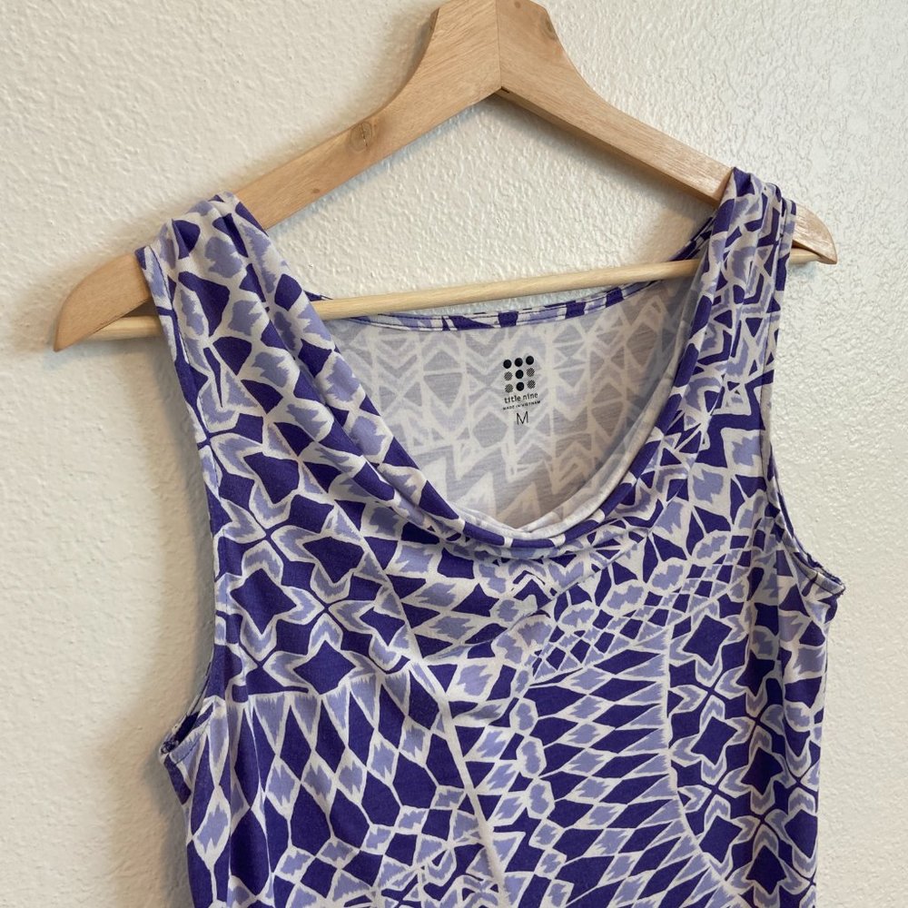 Title Nine Womens Purple White Sleeveless Stretch Cowl Breeze Dress Medium - Picture 3 of 7